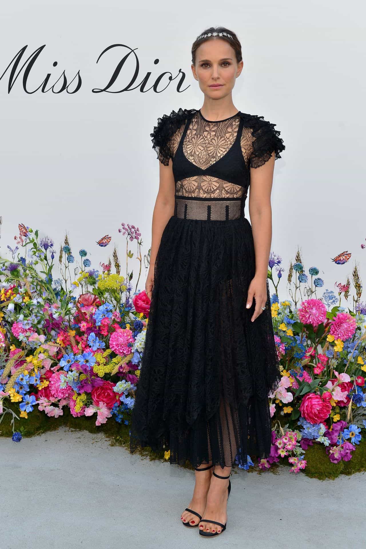 Natalie Portman Shines in Black at the Miss Dior Millefiori Garden Pop-Up