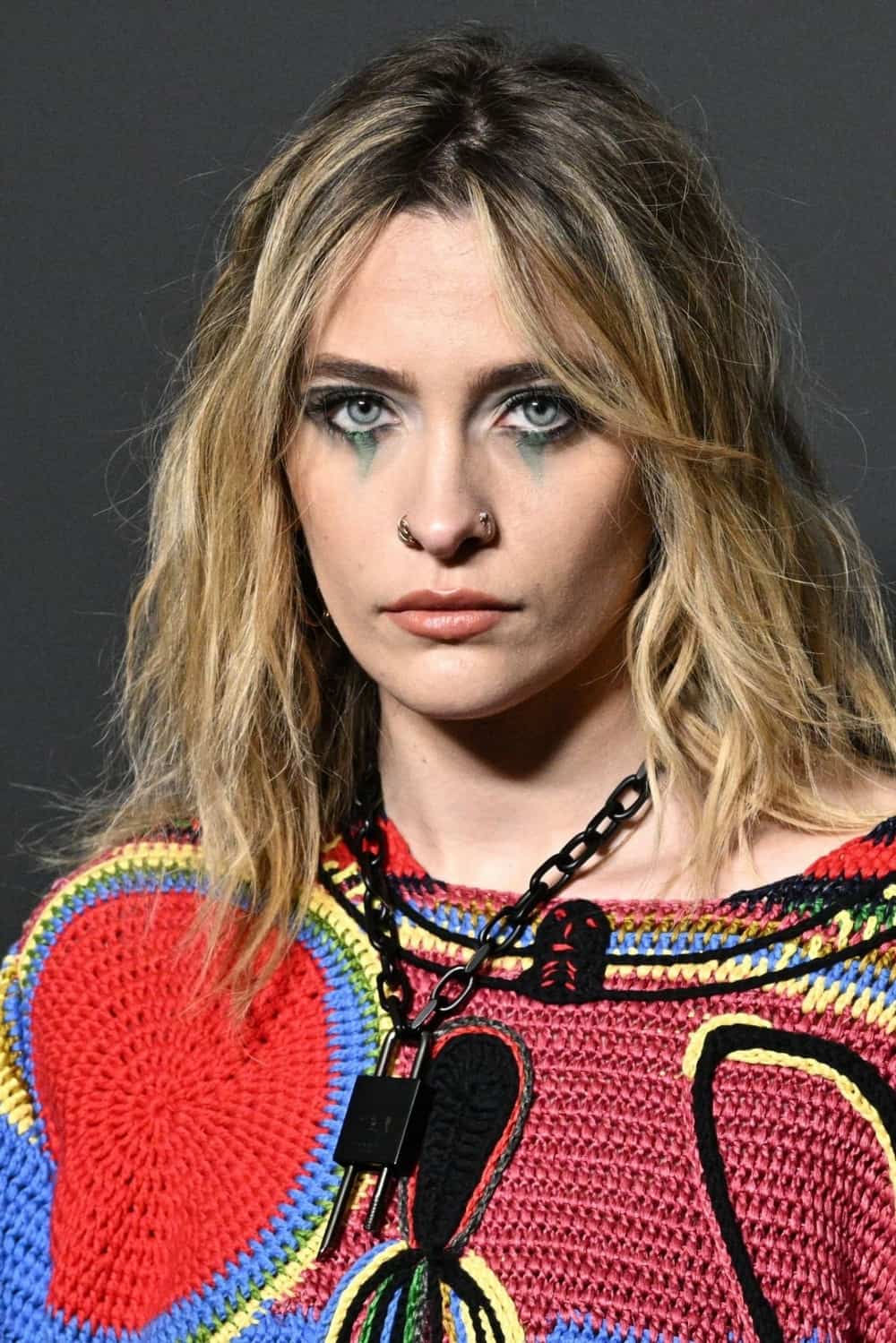 Paris Jackson Appears Attractive in a Long Knitted Sweater During PFW 2022