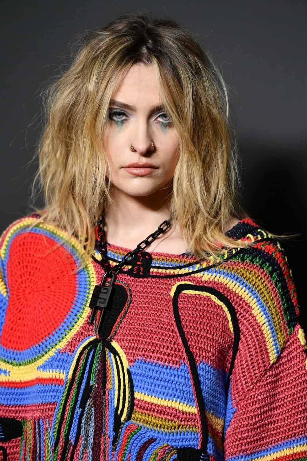 Paris Jackson Appears Attractive in a Long Knitted Sweater During PFW 2022