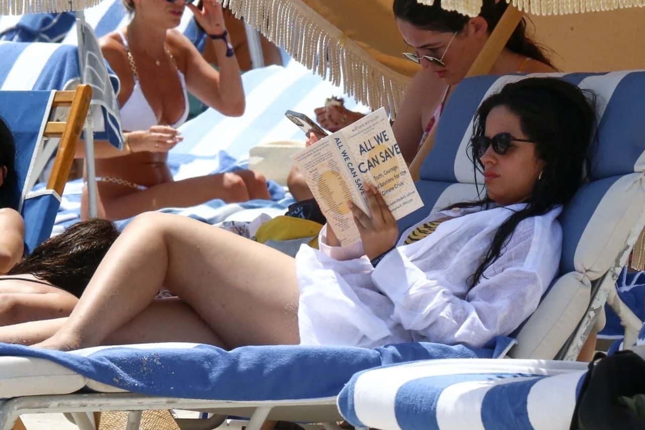 Camila Cabello Shows Off Her Figure in a Tiger-stripe Micro Bikini in Miami Beach