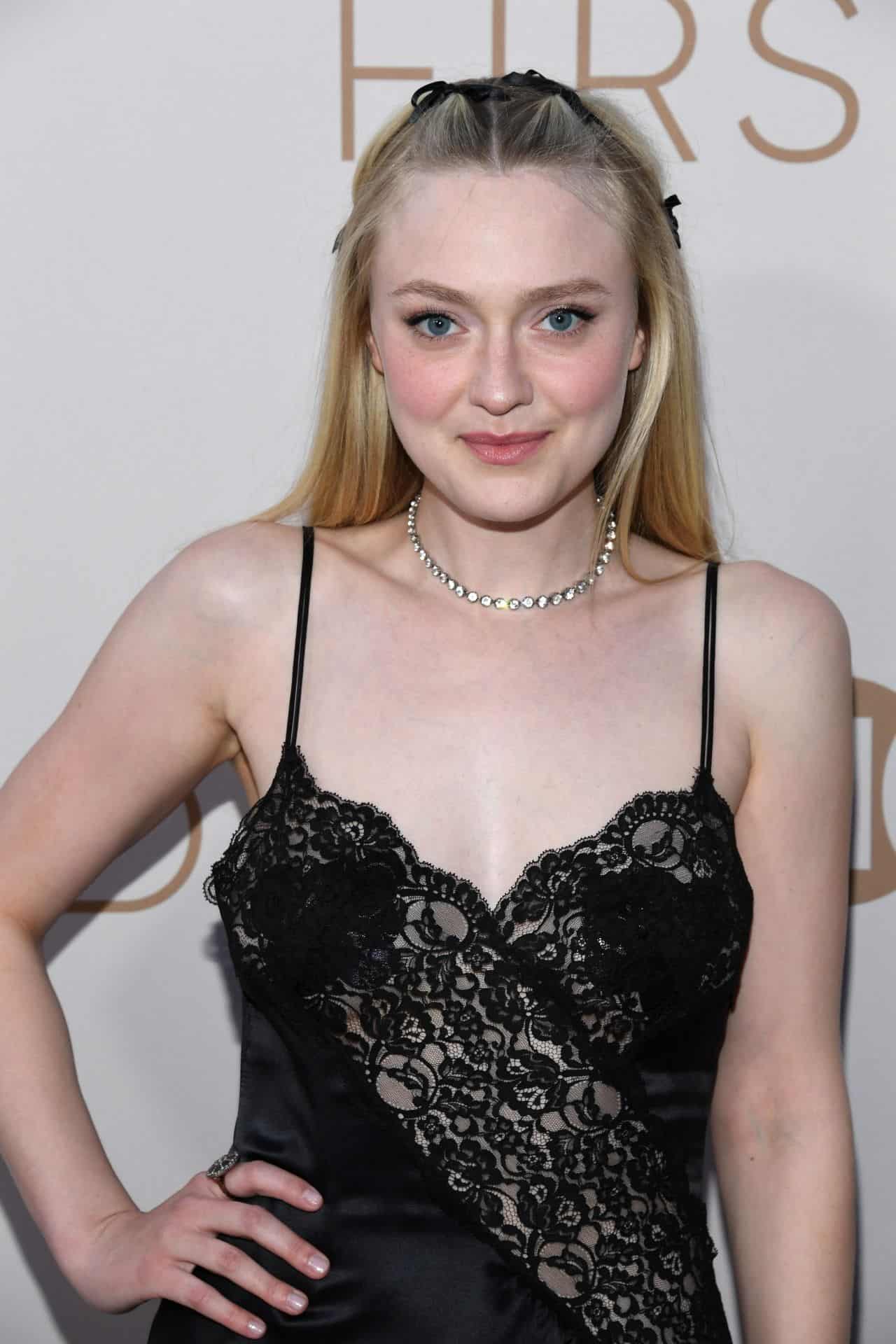 Dakota Fanning Wore a Black Sheer Dress at The First Lady Premiere in LA