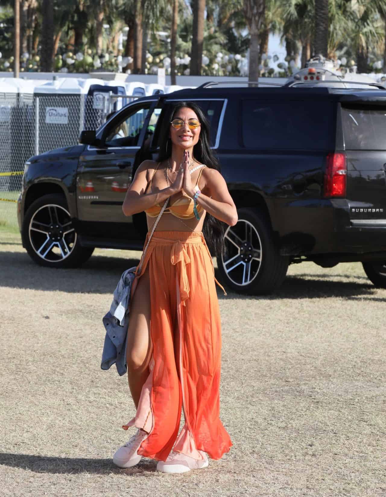 Nicole Scherzinger Shows Off her Cleavage in a Bikini Top at Coachella 2022