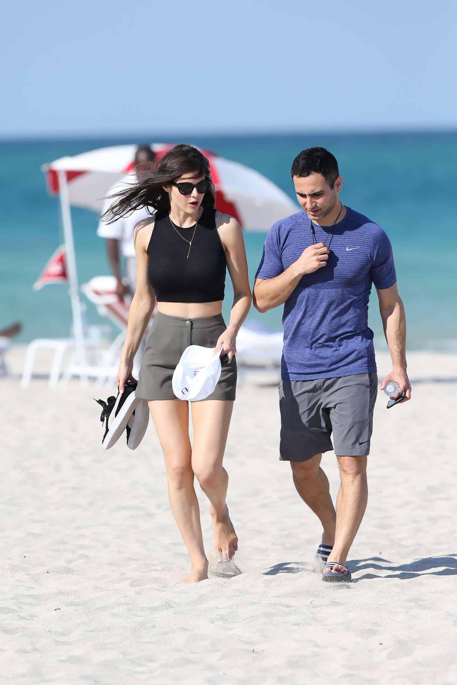 Alexandra Daddario Turns Up the Heat in Green Shorts on the Beach in Miami