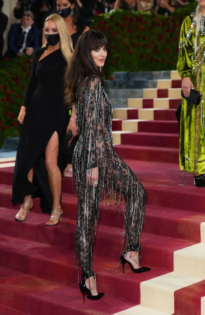 Dakota Johnson Shines in a Daring Sheer Gucci Jumpsuit at the 2022 Met Gala