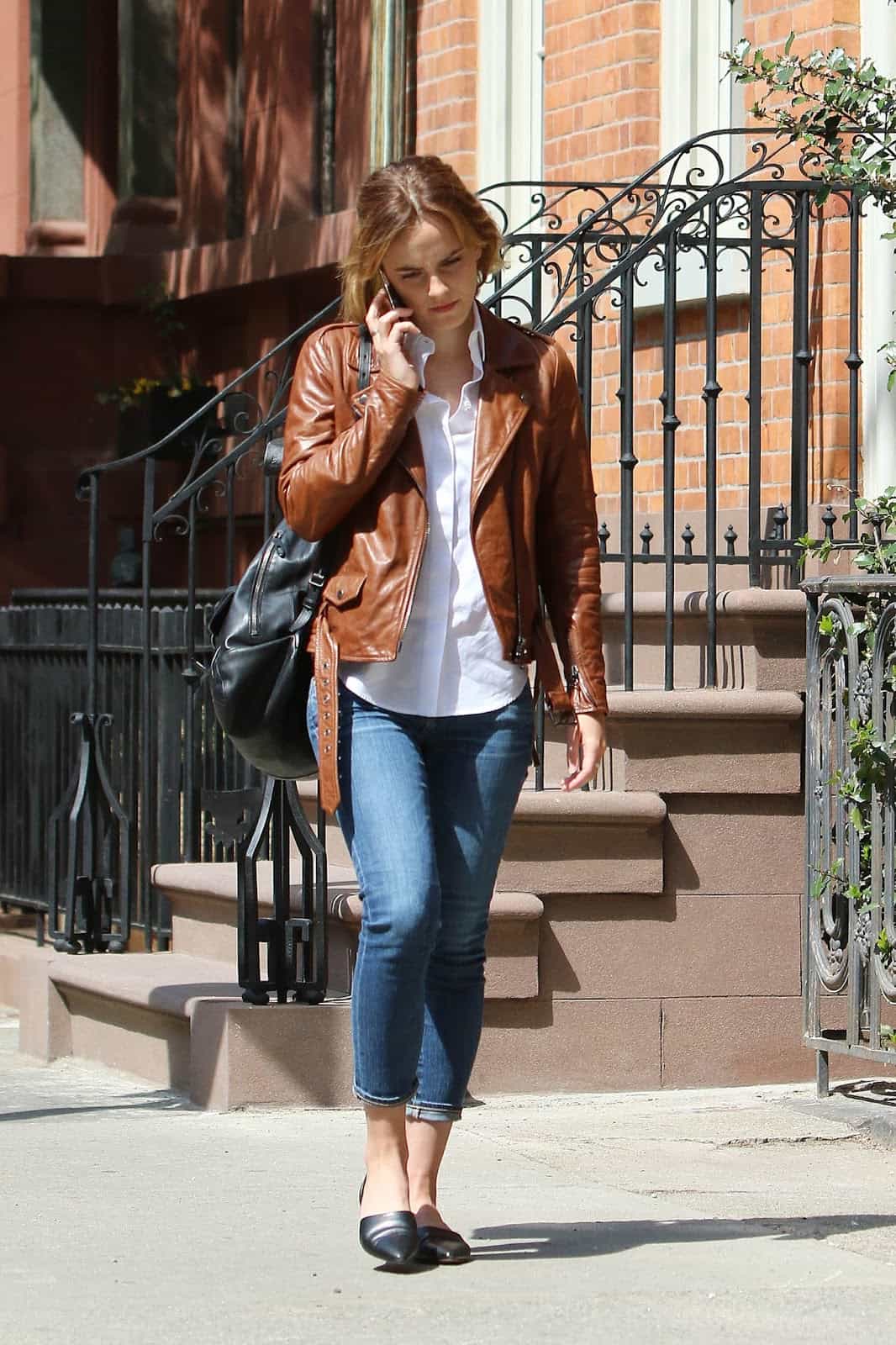 Emma Watson Was a Sensation in a Chic Leather Jacket and Skinny Jeans in NY