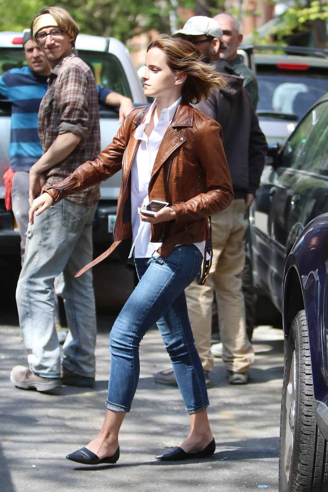 Emma Watson Was a Sensation in a Chic Leather Jacket and Skinny Jeans in NY