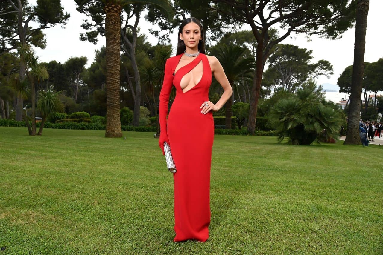 Nina Dobrev Looked Like a Dream in a Red Cutout Dress at 2022 amfAR Gala
