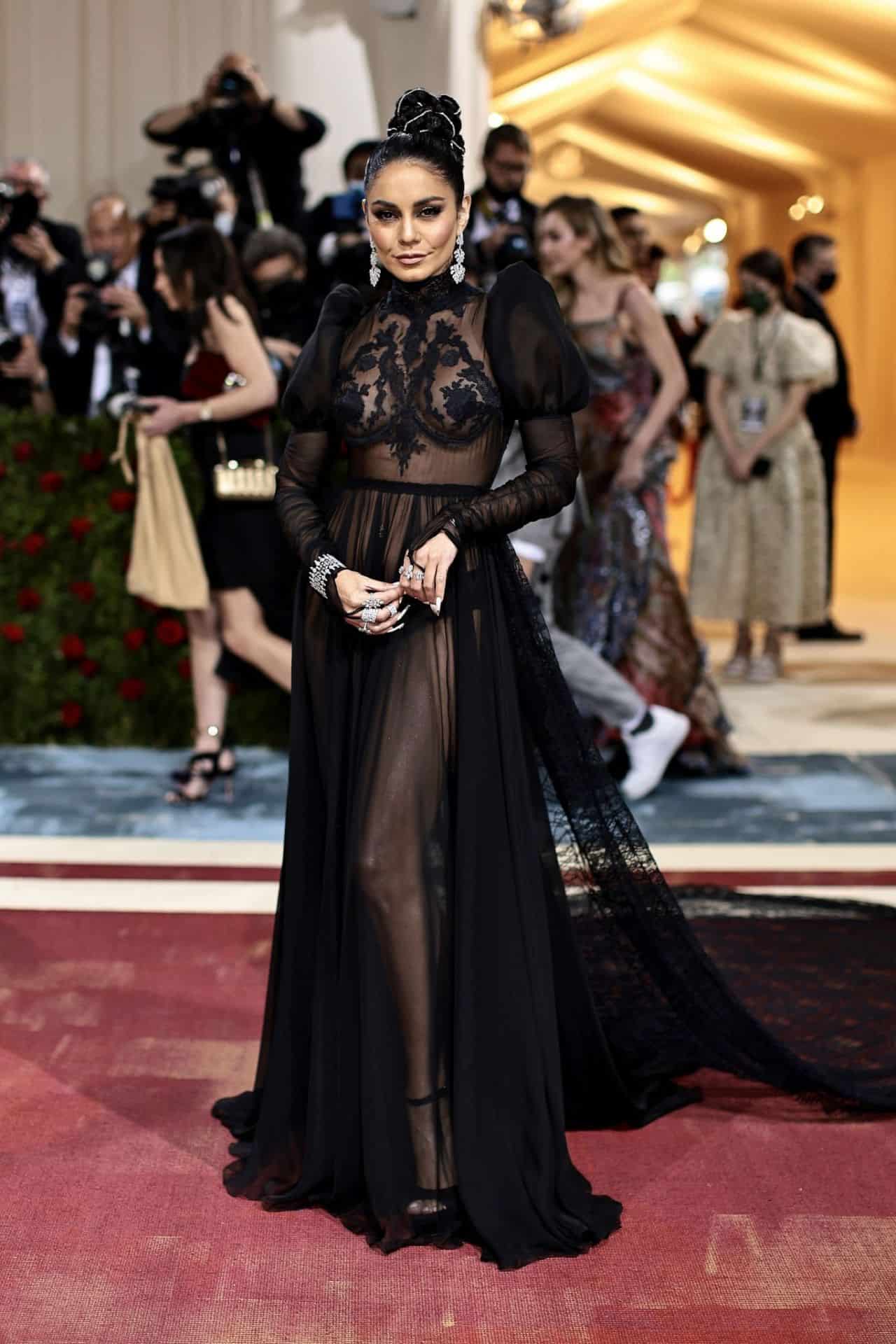 Vanessa Hudgens Was a Sensation in Gothic Sheer Dress at 2022 Met Gala