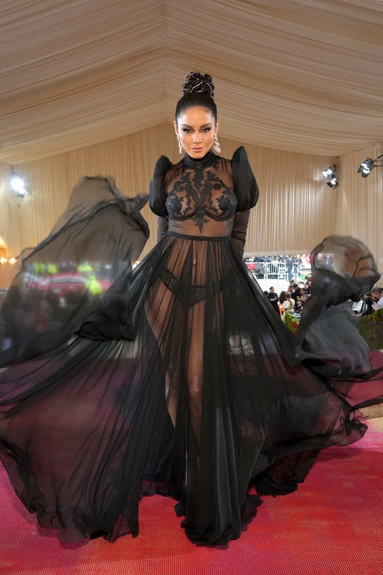 Vanessa Hudgens Was a Sensation in Gothic Sheer Dress at 2022 Met Gala