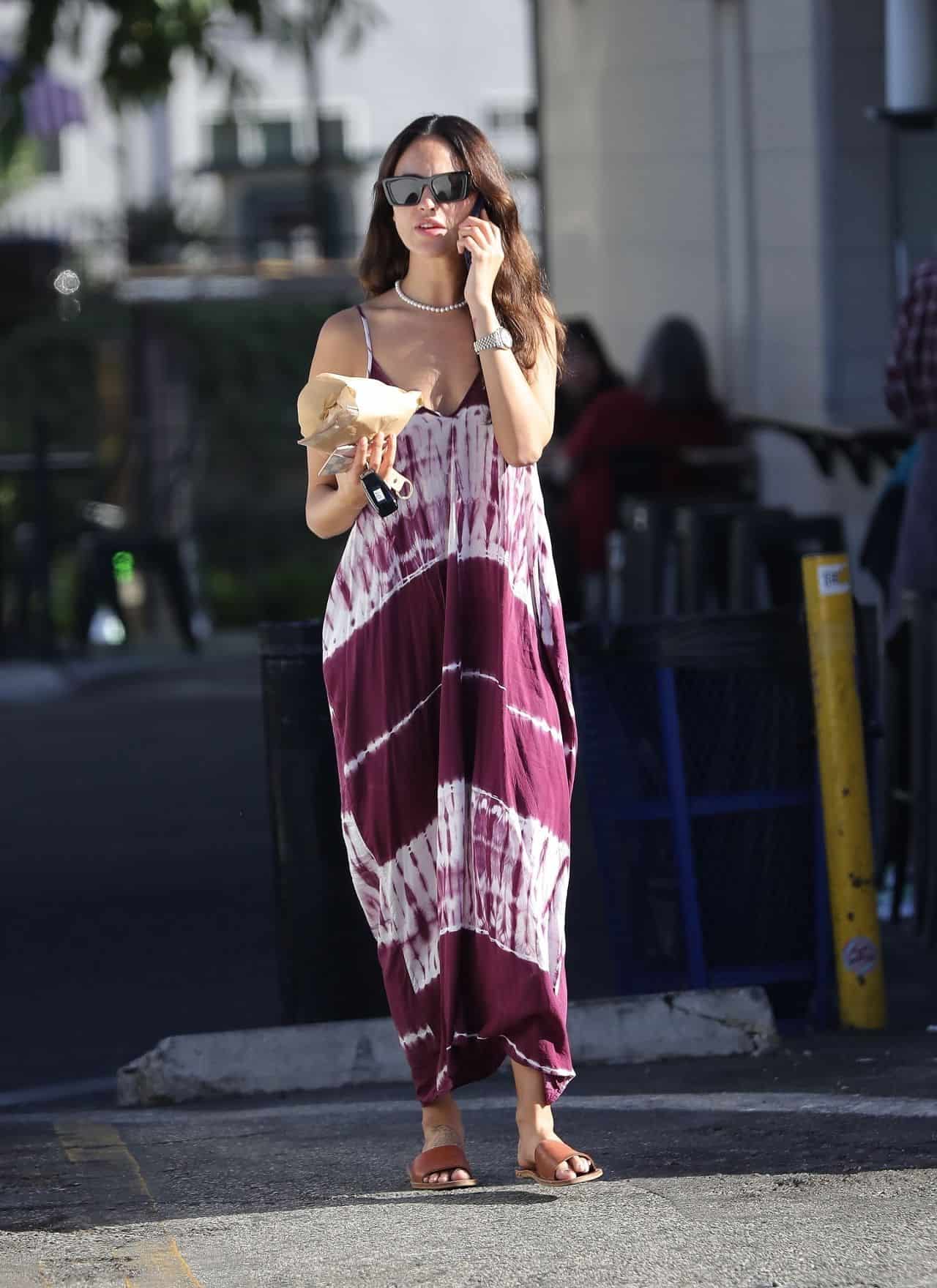 Eiza Gonzalez Oozes Beauty in a Lightweight Purple Maxi Dress in Los Feliz