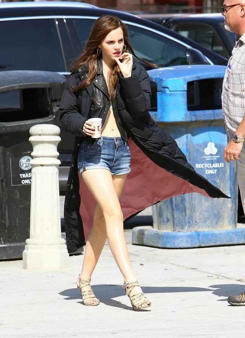 Emma Watson Stuns in Bra and Daisy Dukes on the Set of "The Bling Ring"