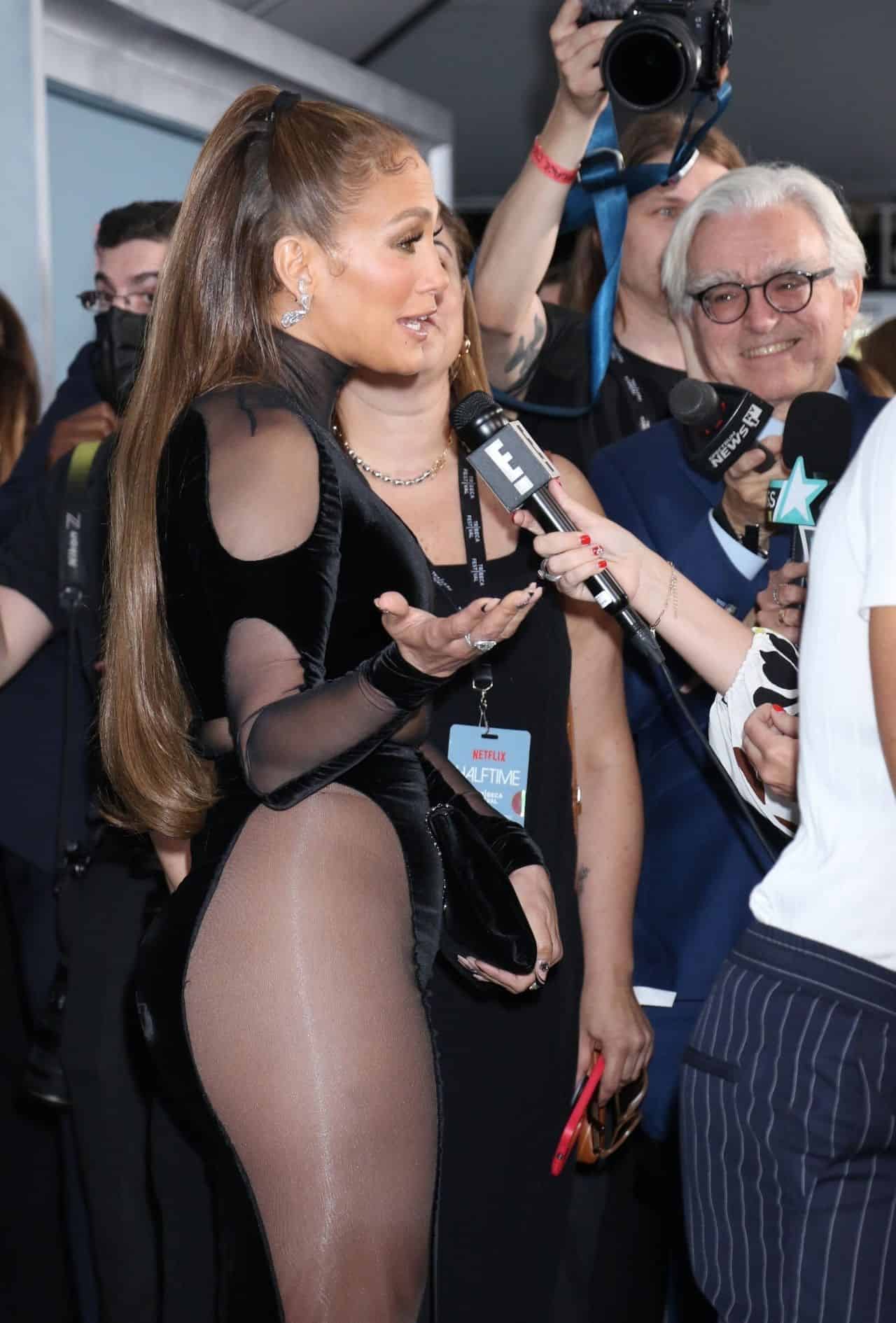Jennifer Lopez Stuns in a Sheer Black Dress at 2022 Tribeca Film Festival