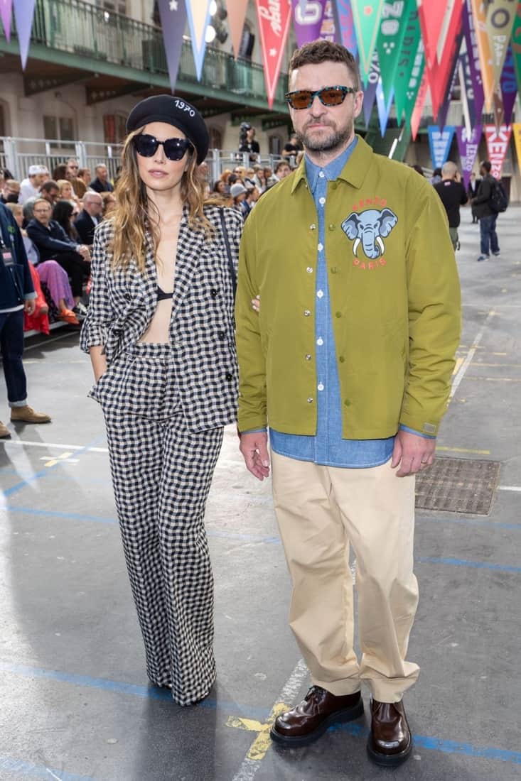 Jessica Biel and Justin Timberlake at the Kenzo Show at Paris Fashion Week 2022