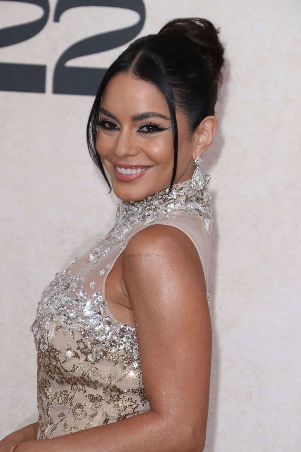 Vanessa Hudgens Dazzles in a Gold Dress at the Cannes 2022 amfAR Gala