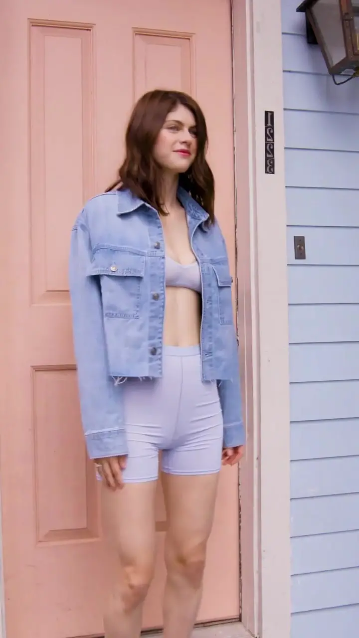 Alexandra Daddario Poses in Aerie's Commercial and Wore a Semi-Sheer Bra