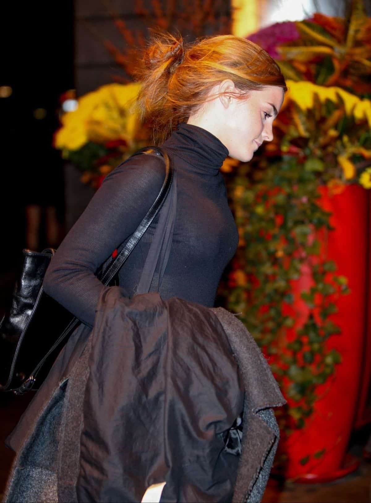 Emma Watson Looks Fantastic in a Sheer Black Top Heading to the Restaurant in NY