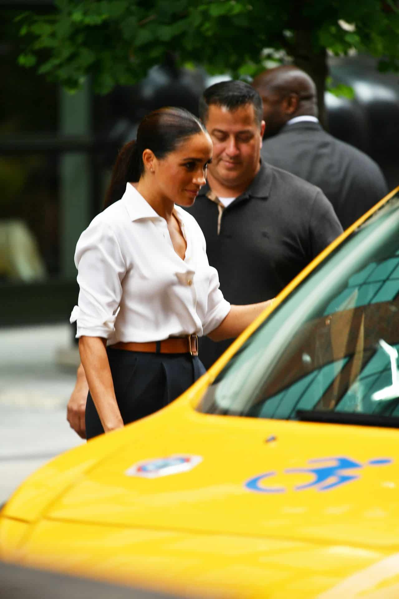 Meghan Markle Sporting a Shirt and Bermuda Shorts in the Crosby Hotel in NY