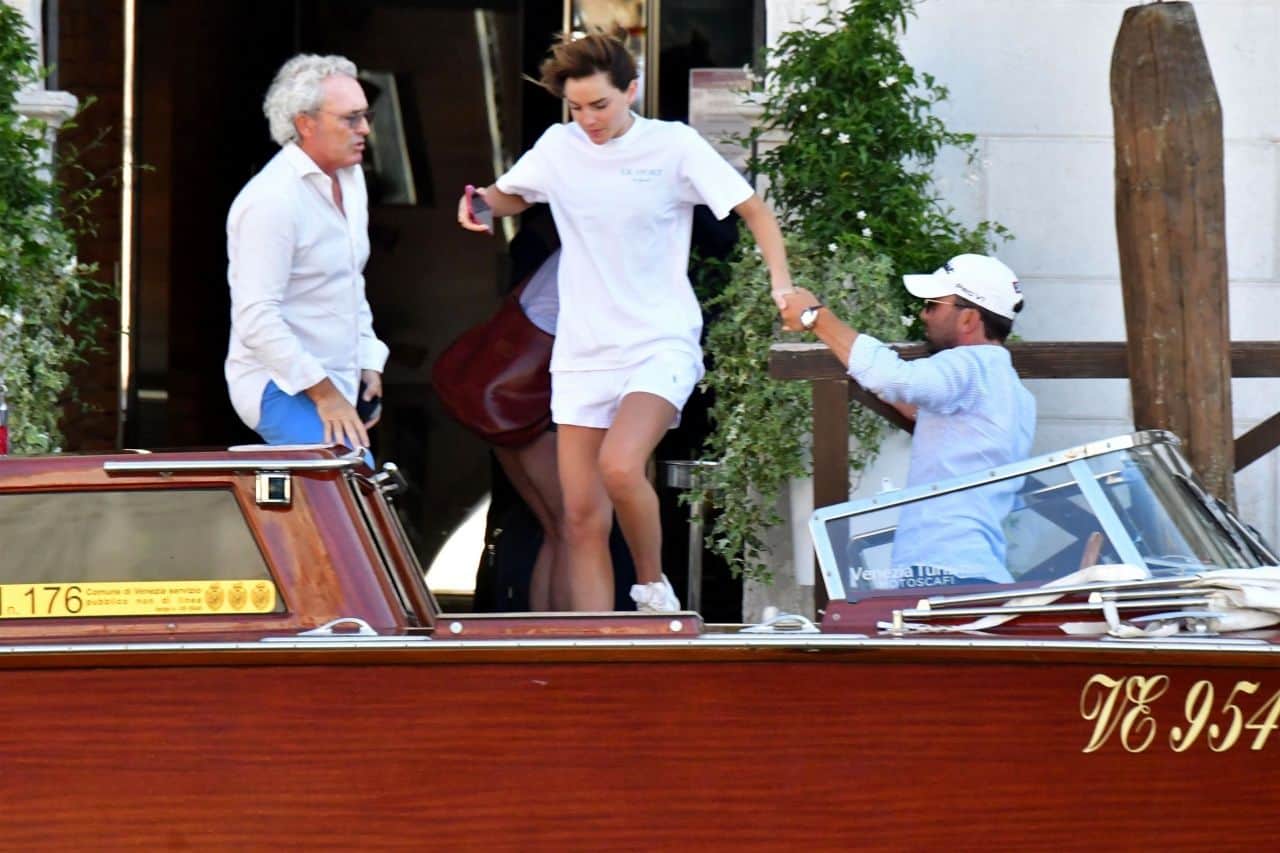 Emma Watson Goes Out in an All-White Outfit for a Water Taxi Ride in Venice