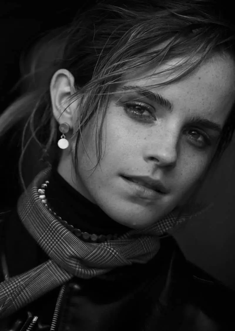 Emma Watson Posing for Interview Magazine Black and White Photoshoot