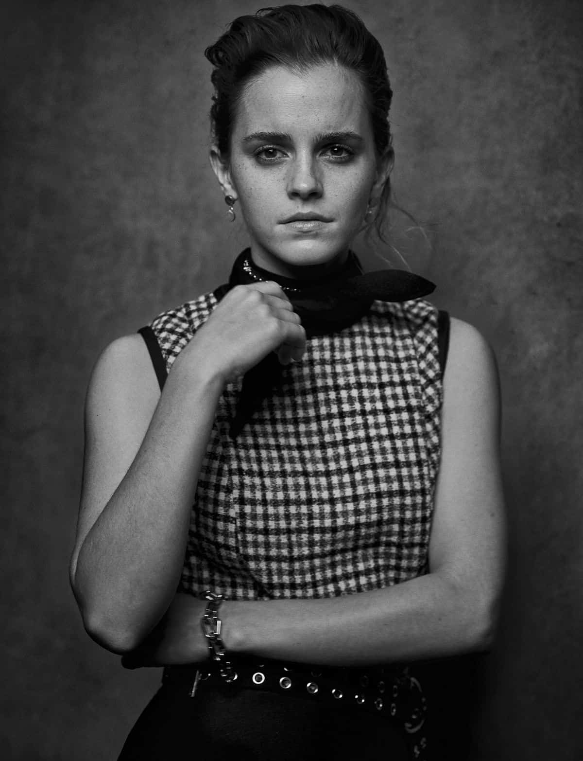 Emma Watson Posing for Interview Magazine Black and White Photoshoot