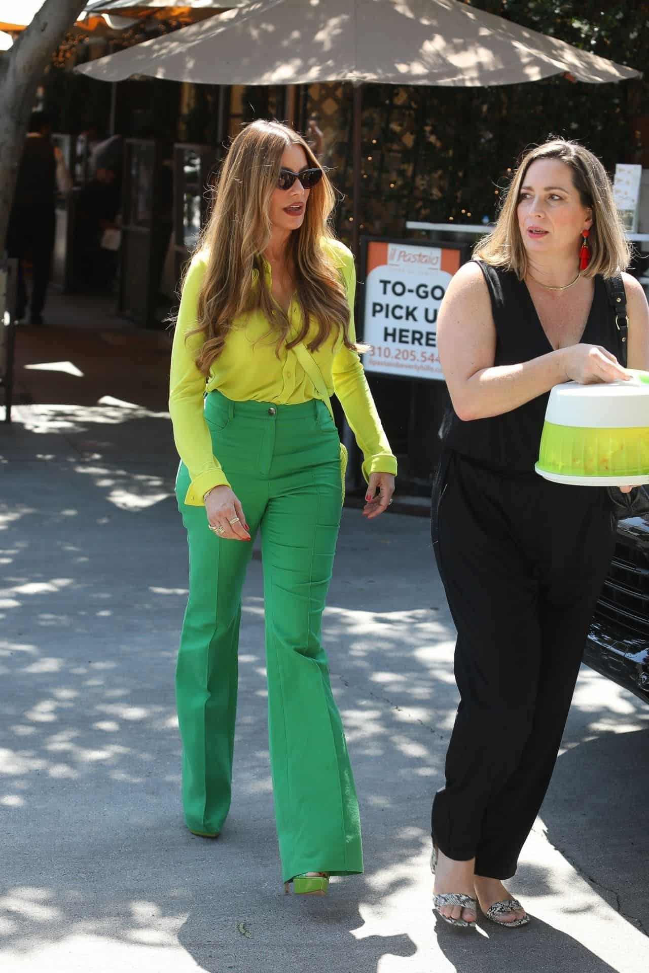 Sofia Vergara Sports a Head-to-toe Green Outfit at Lunch in Beverly Hills