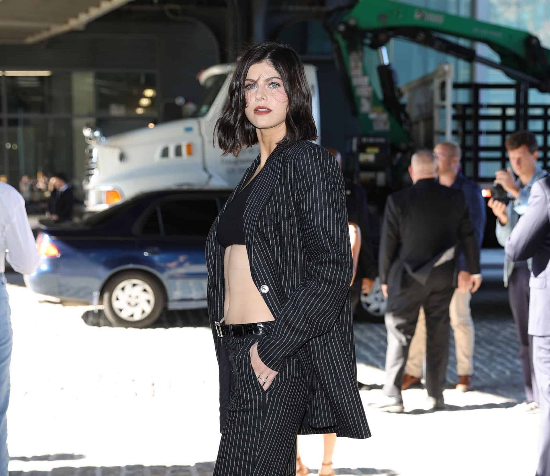 Alexandra Daddario Shows her Toned Belly at the Michael Kors Event at NYFW