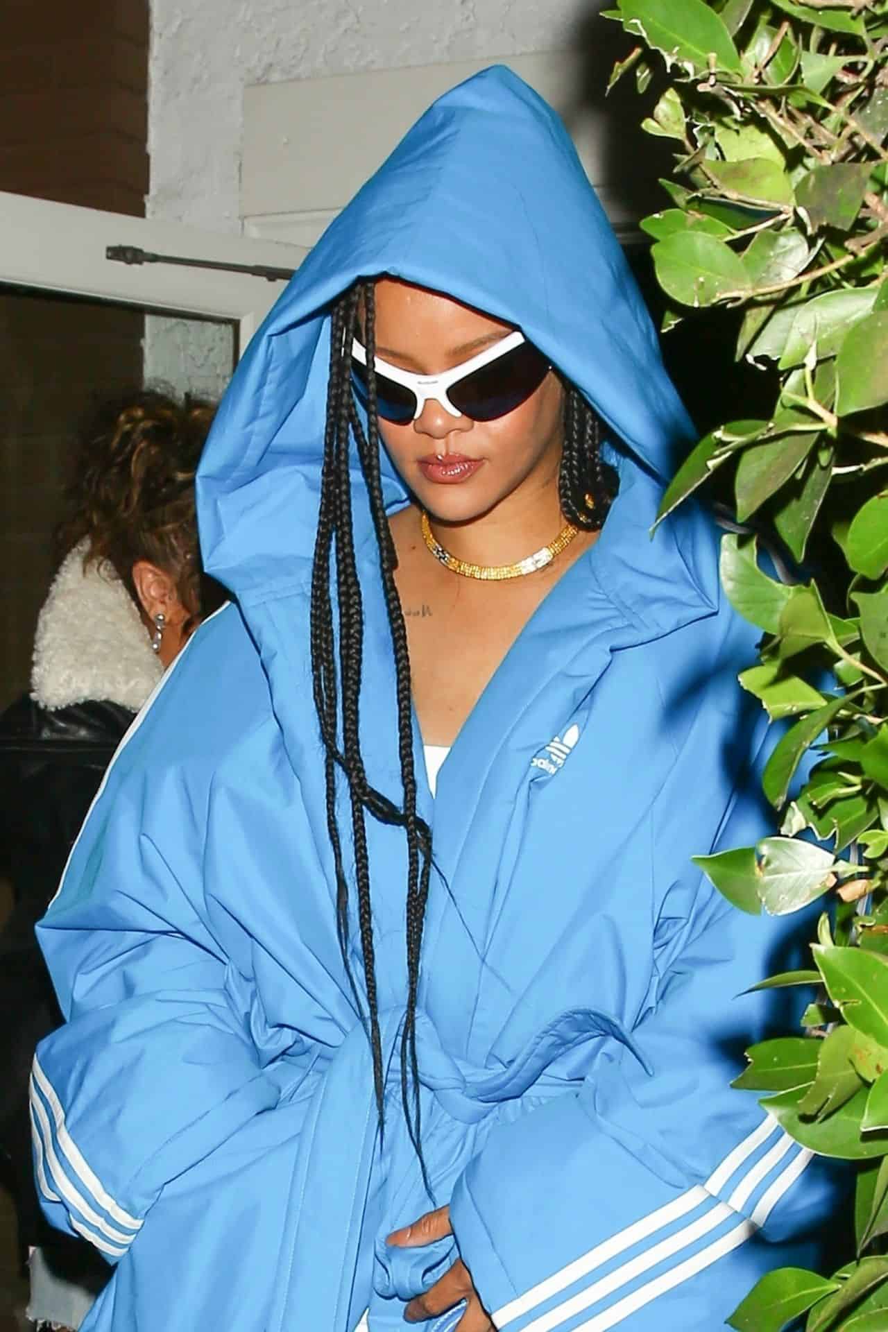 Rihanna Amazes in a Vivid Blue Coat and Thigh-high Boots in Santa Monica
