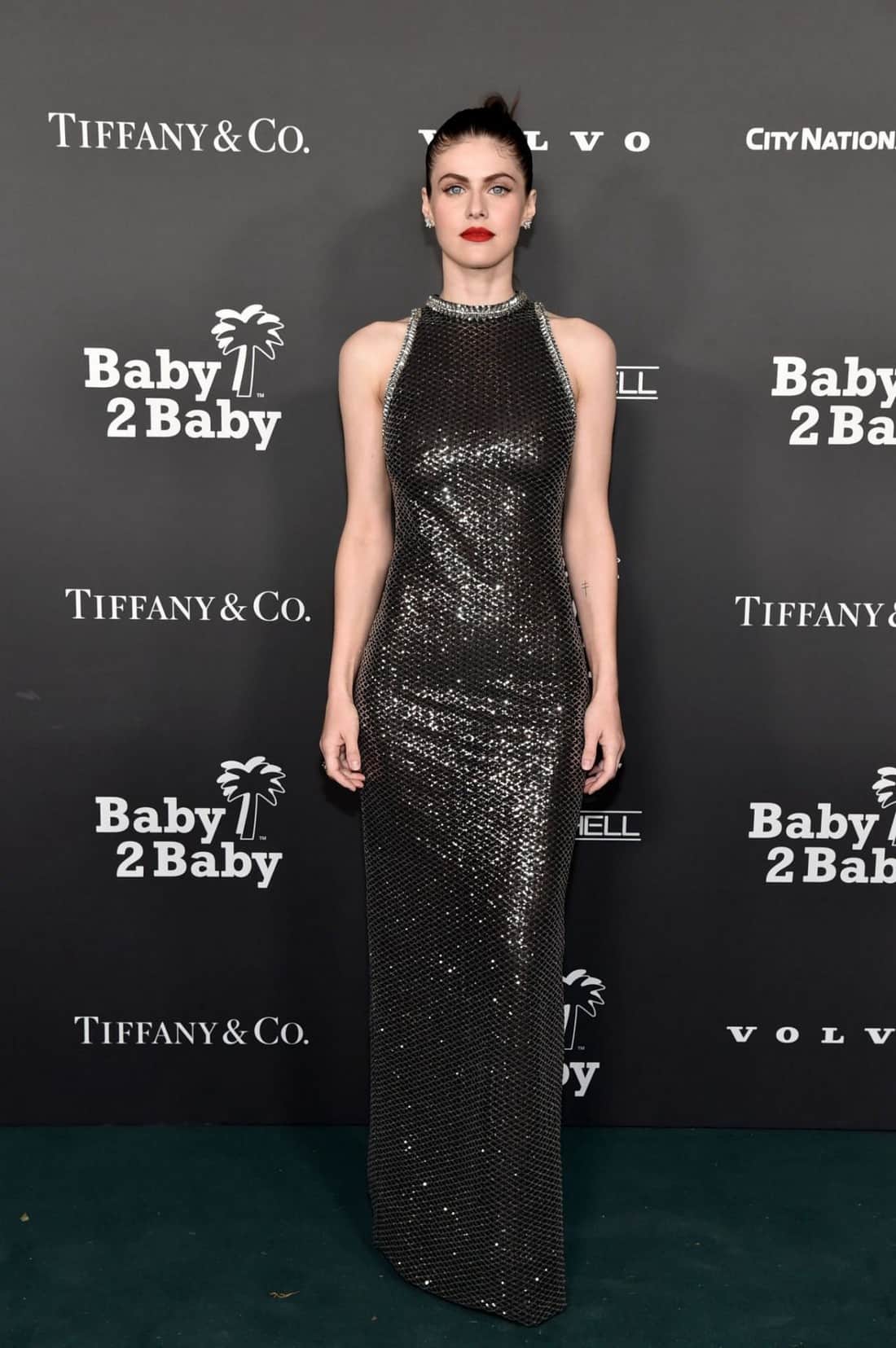 Alexandra Daddario Dazzles in Sparkly Gown at Baby2Baby Gala in LA