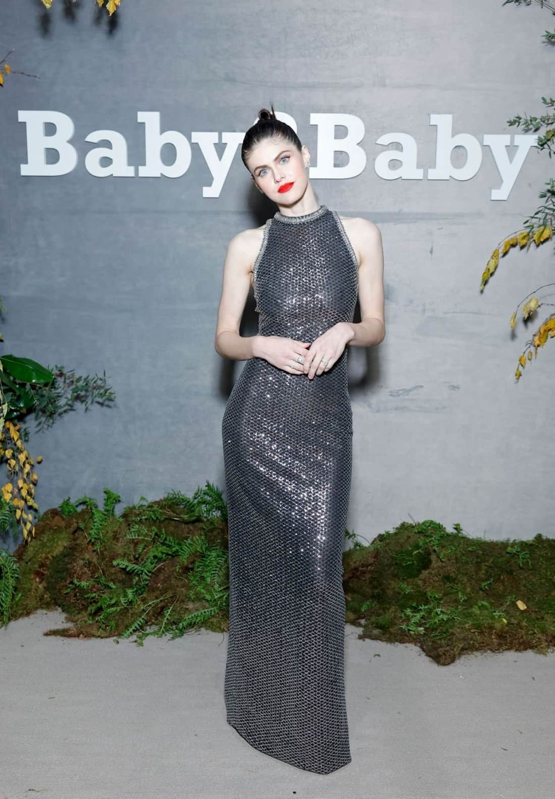 Alexandra Daddario Dazzles in Sparkly Gown at Baby2Baby Gala in LA