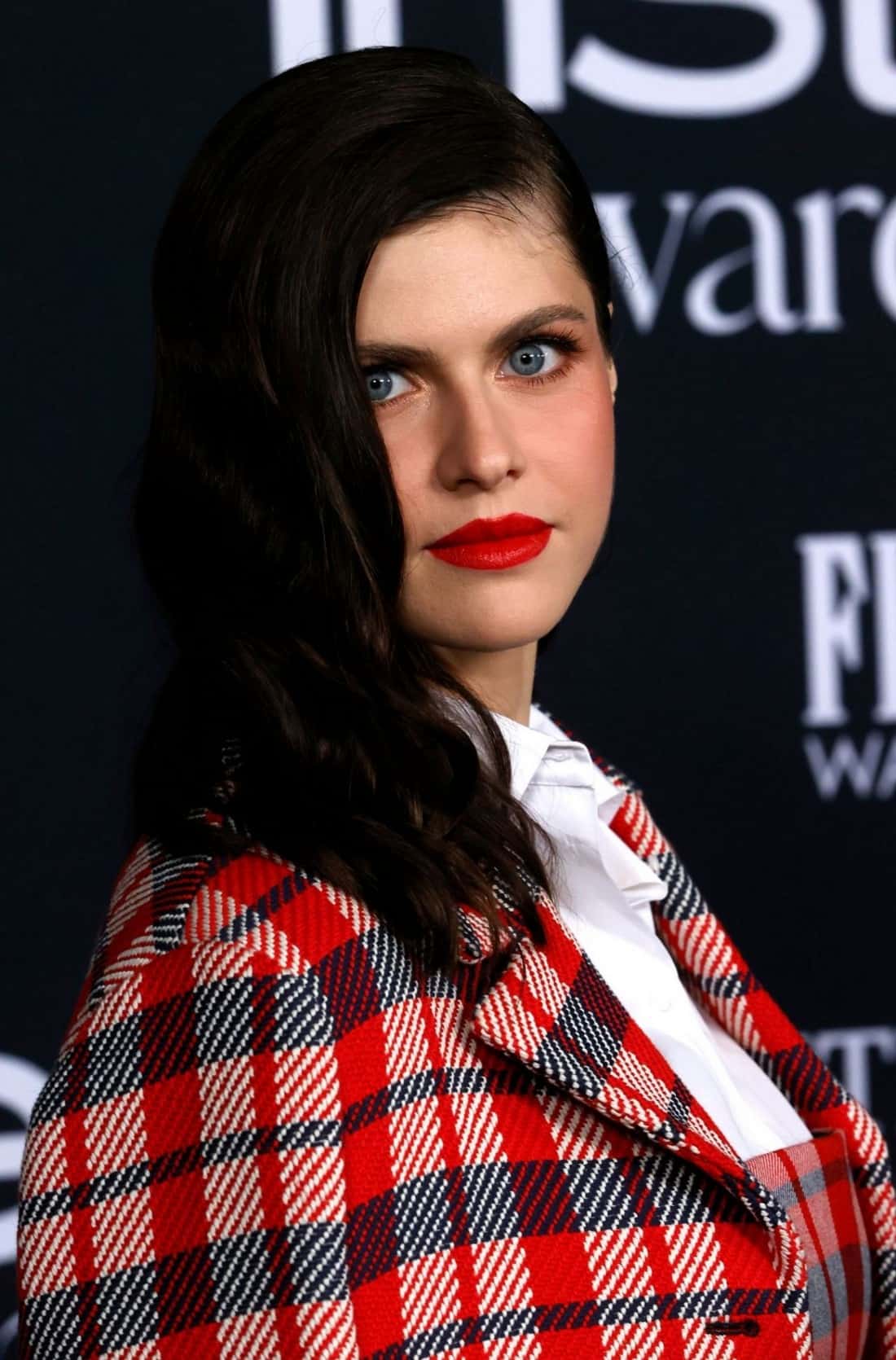 Alexandra Daddario Looks Chic in Red Plaid Set at InStyle Awards