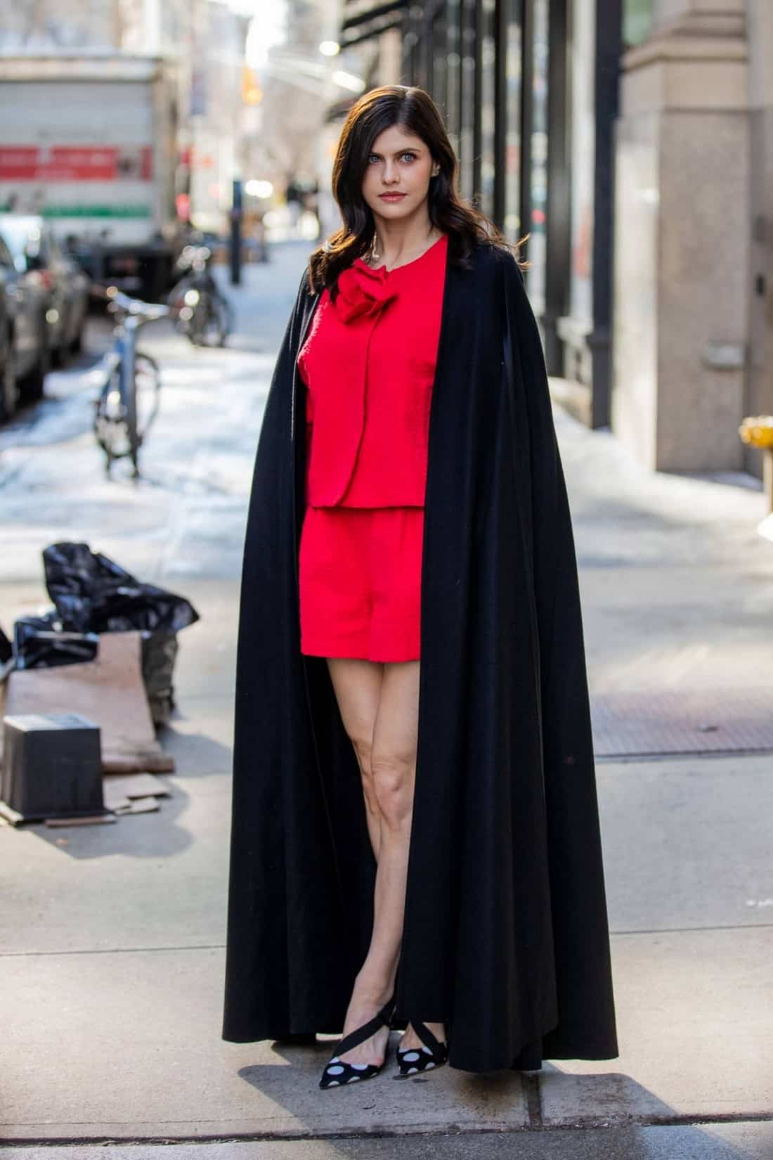Alexandra Daddario Shows Off Red Two-Piece at Carolina Herrera Show