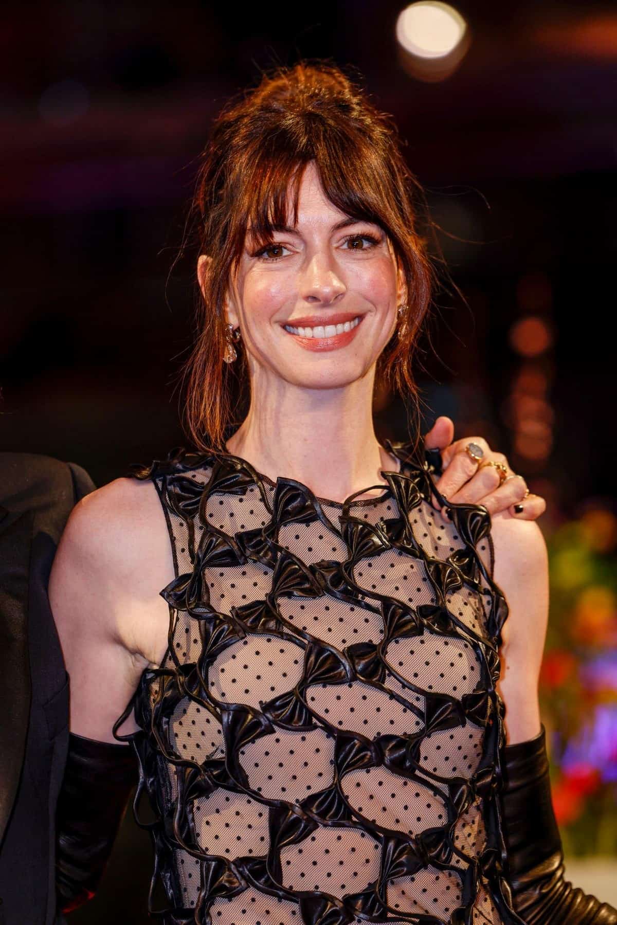 Anne Hathaway Posing in a Sheer Gown at the 73rd Berlin Film Festival