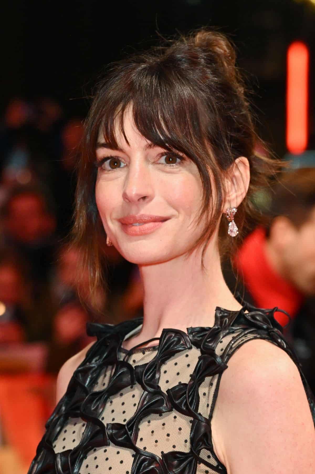 Anne Hathaway Posing in a Sheer Gown at the 73rd Berlin Film Festival
