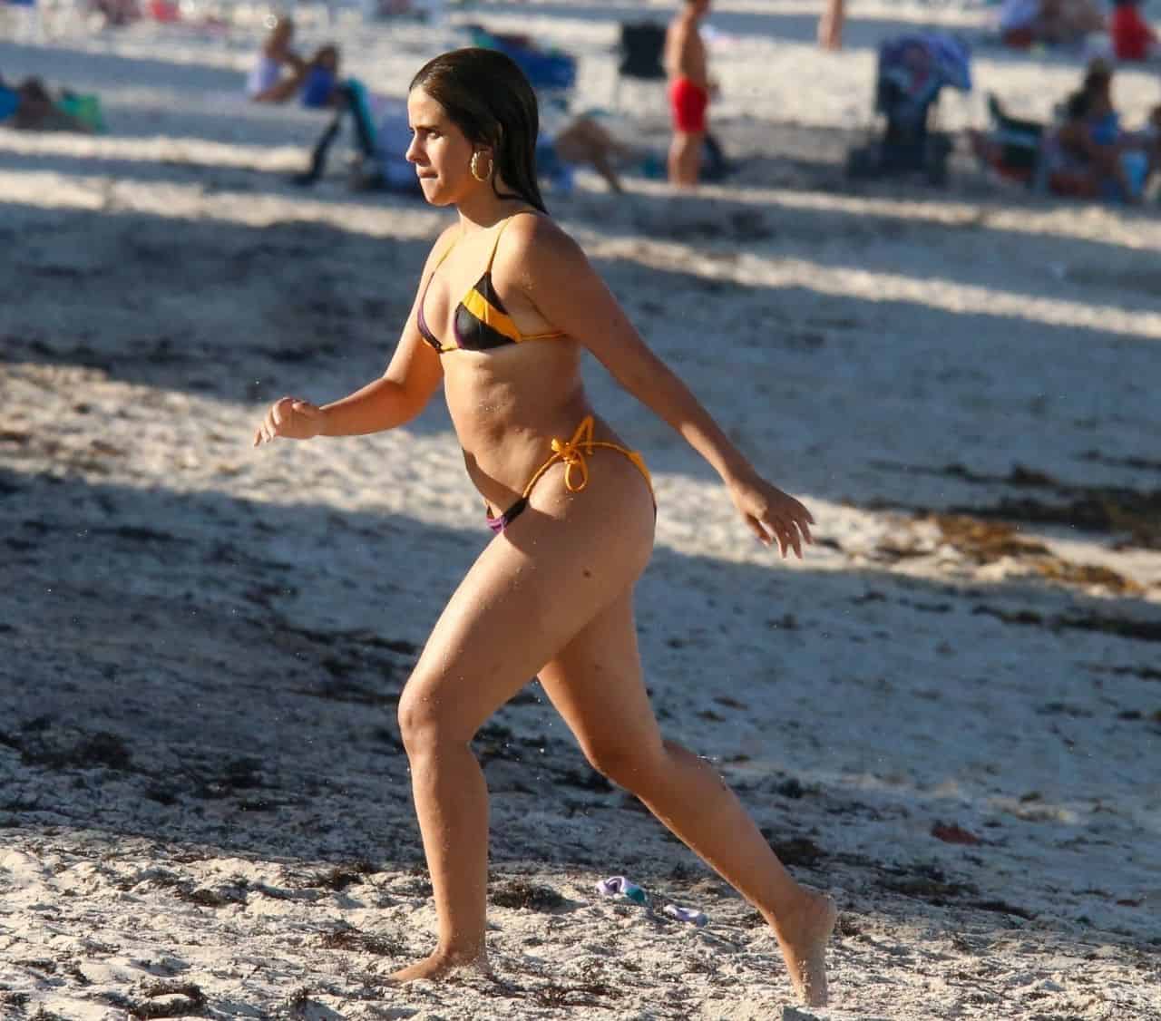 Camila Cabello in a Colorful Chic Bikini on the Beach in Coral Gables
