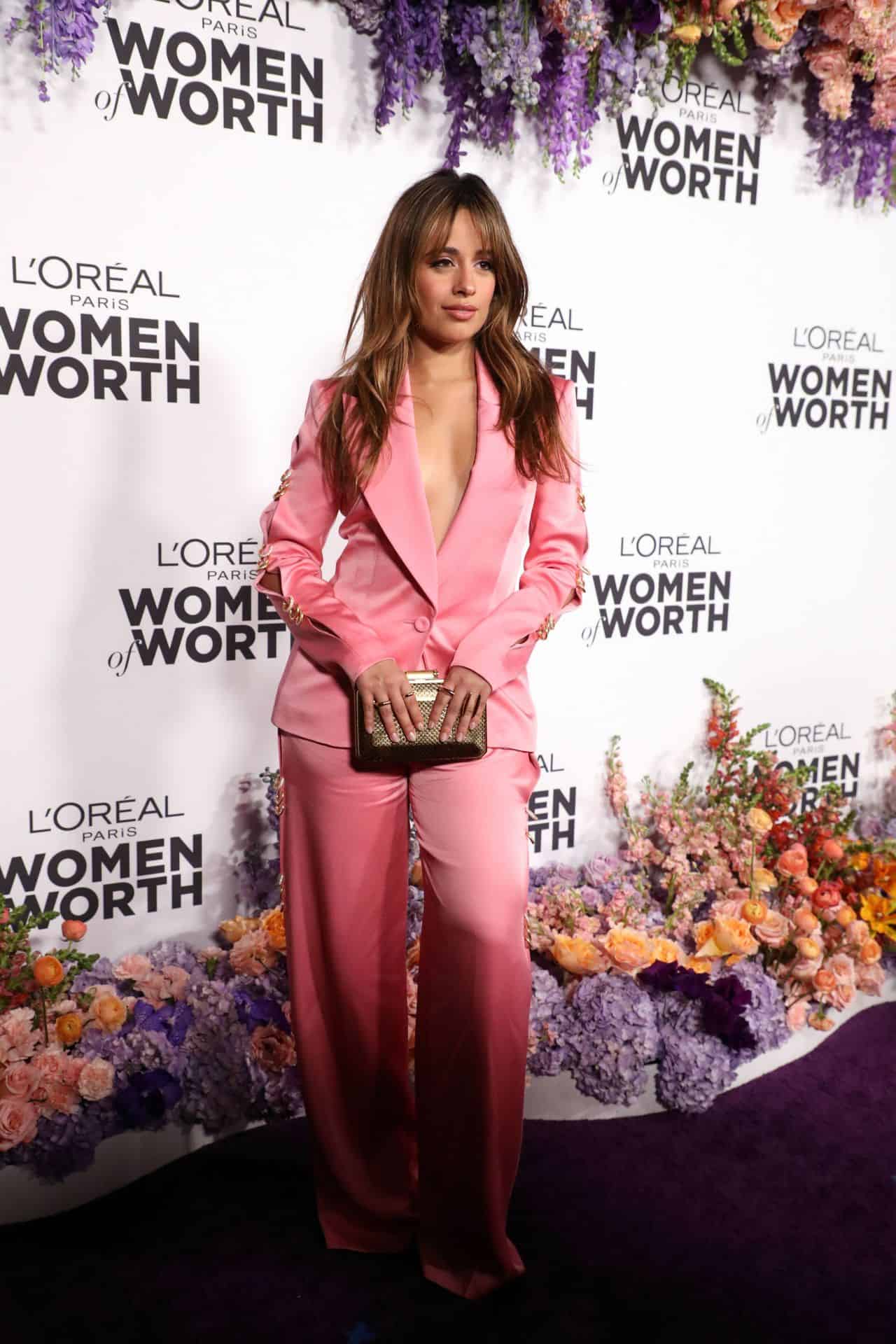 Camila Cabello in Pink Suit at L'Oréal Paris' Women Of Worth Celebration