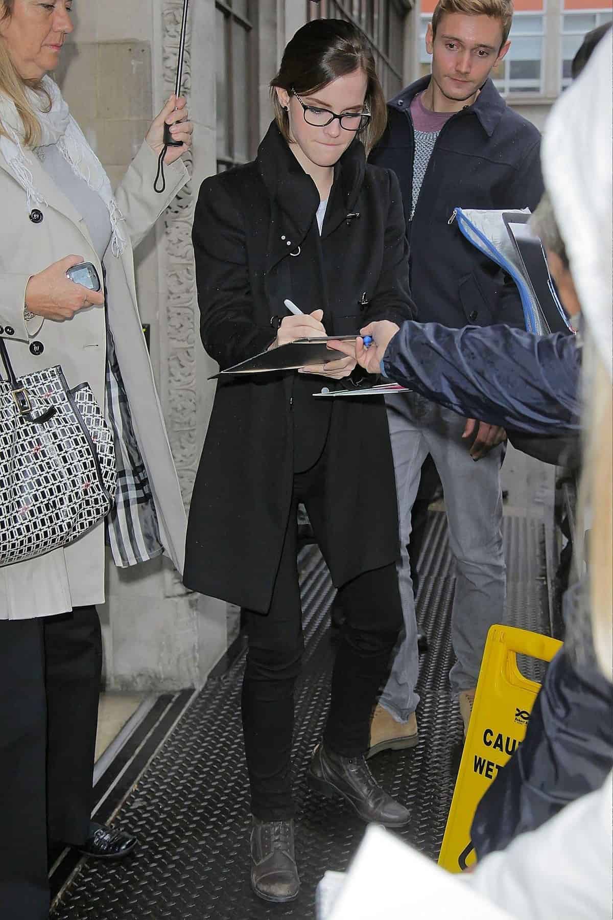 Emma Watson Arrives in Style at BBC Radio 1 Studios in London