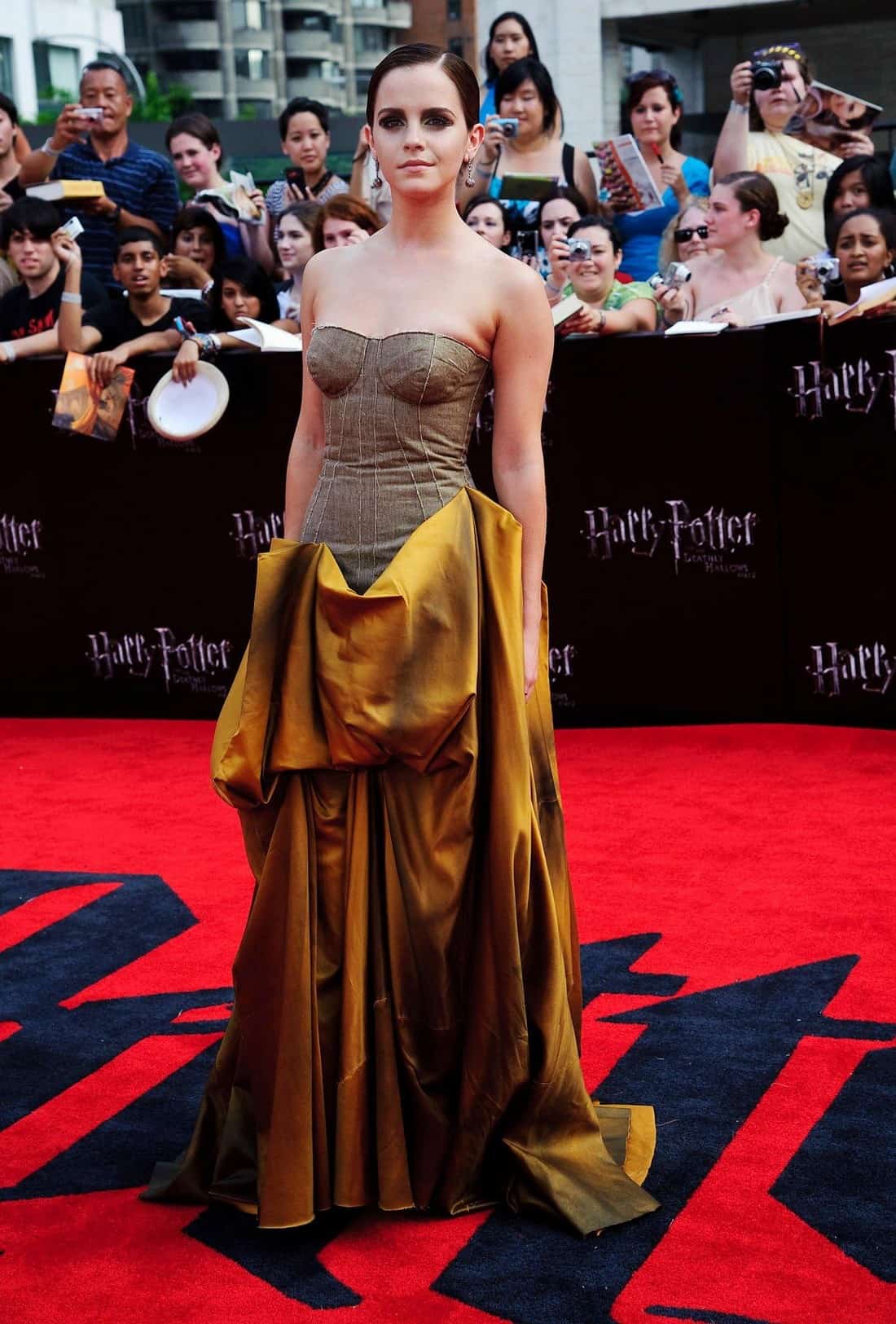 Emma Watson is a Bronzed Goddess in the Strapless Bottega Veneta Gown