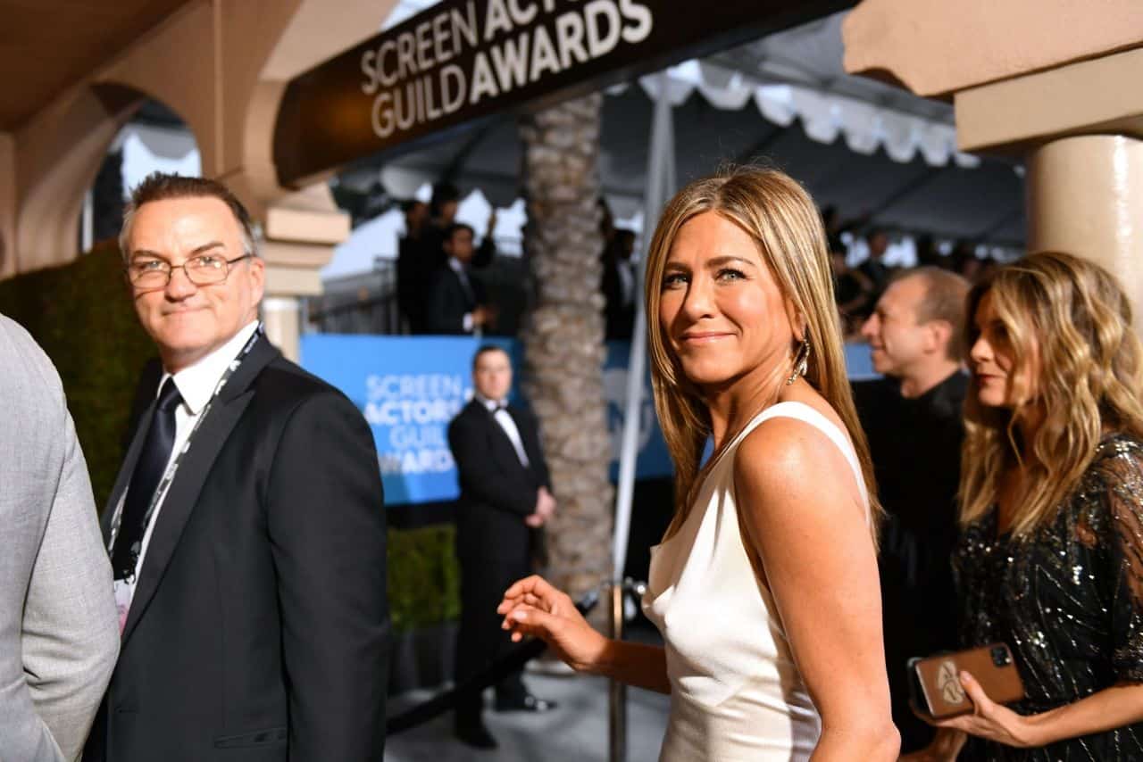 Jennifer Aniston Gleams in a White Dress at the 26th Annual SAG Awards