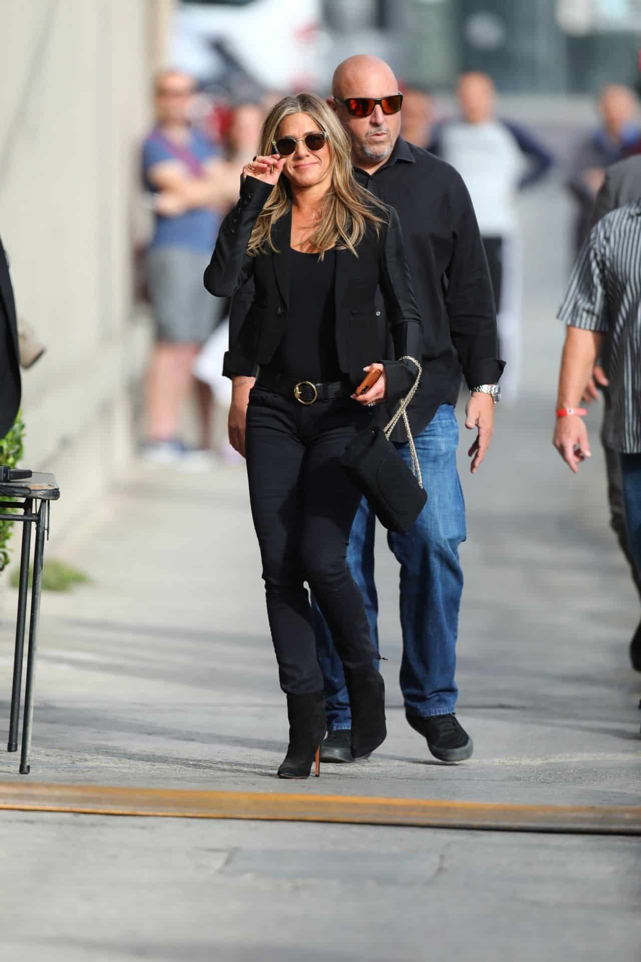 Jennifer Aniston Models a Business-Chic Look for Jimmy Kimmel Live