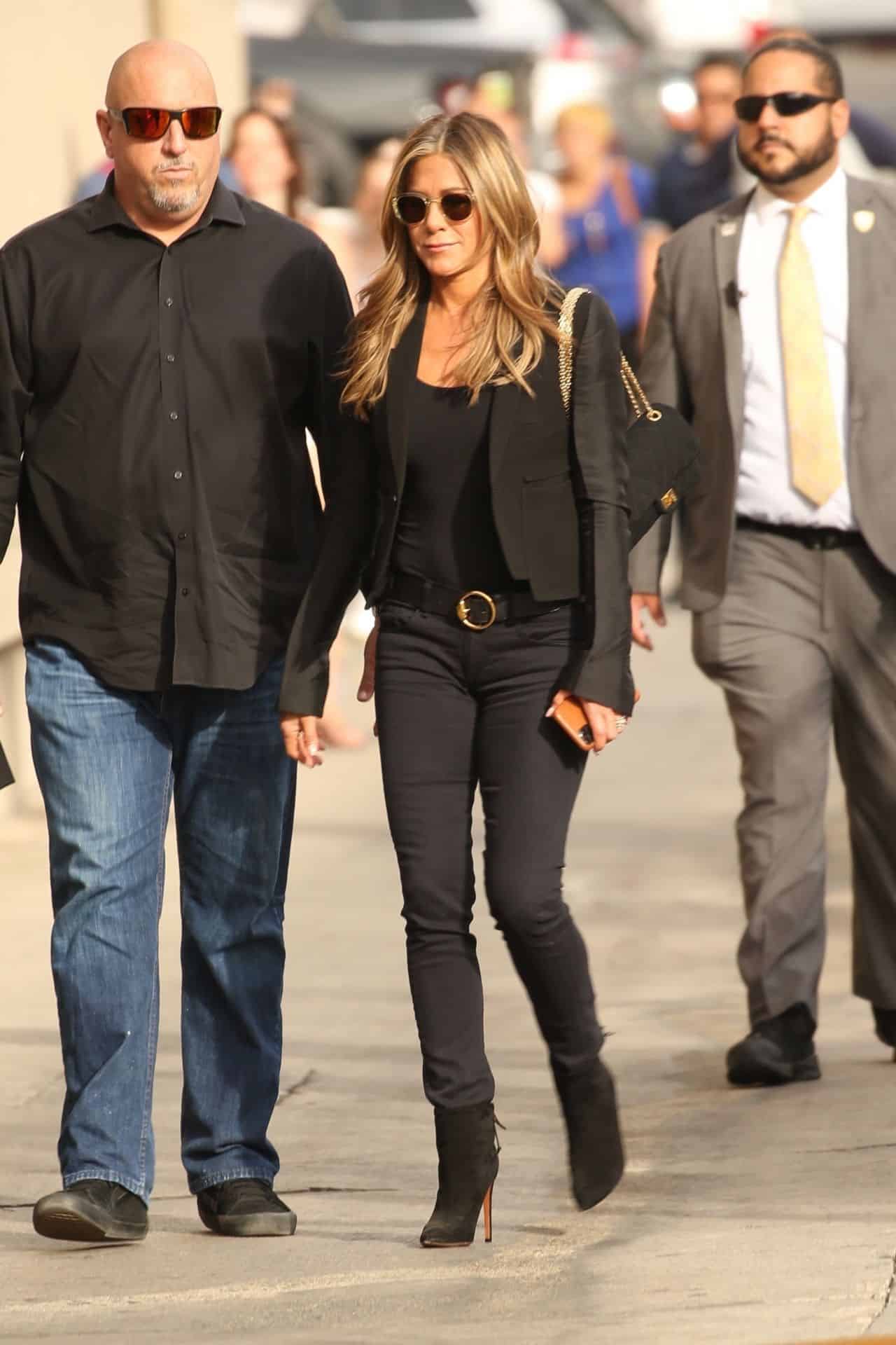 Jennifer Aniston Models a Business-Chic Look for Jimmy Kimmel Live