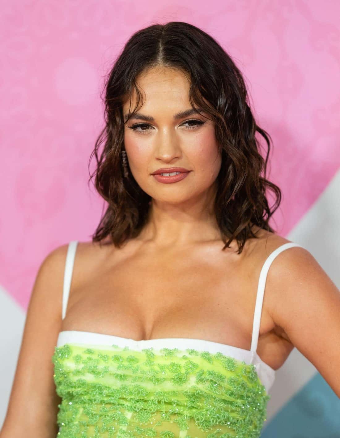 Lily James Steals the Show in Green Dress at "What's Love Got to Do with It?" Premiere