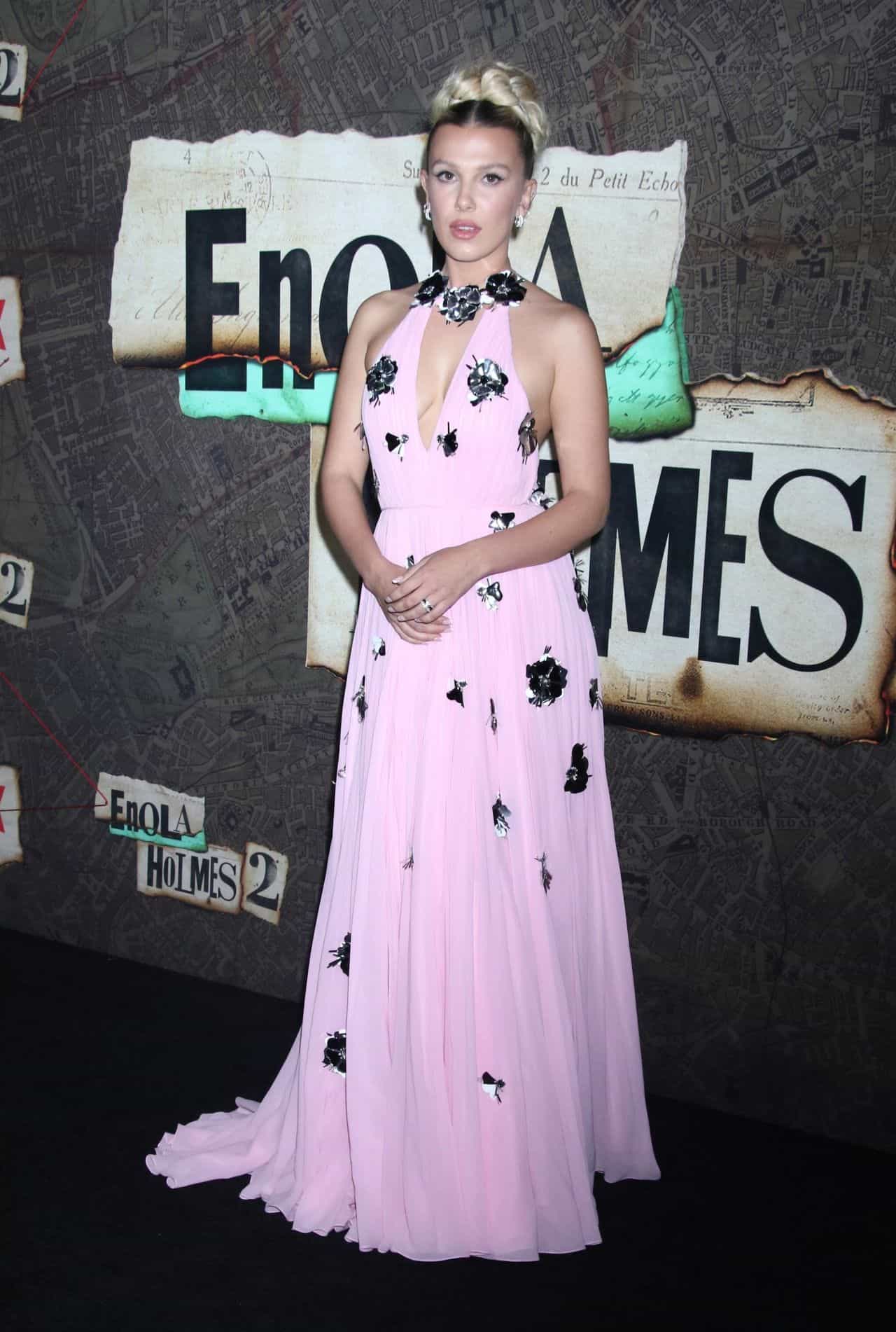 Millie Bobby Brown in Louis Vuitton Dress at Enola Holmes 2 Premiere
