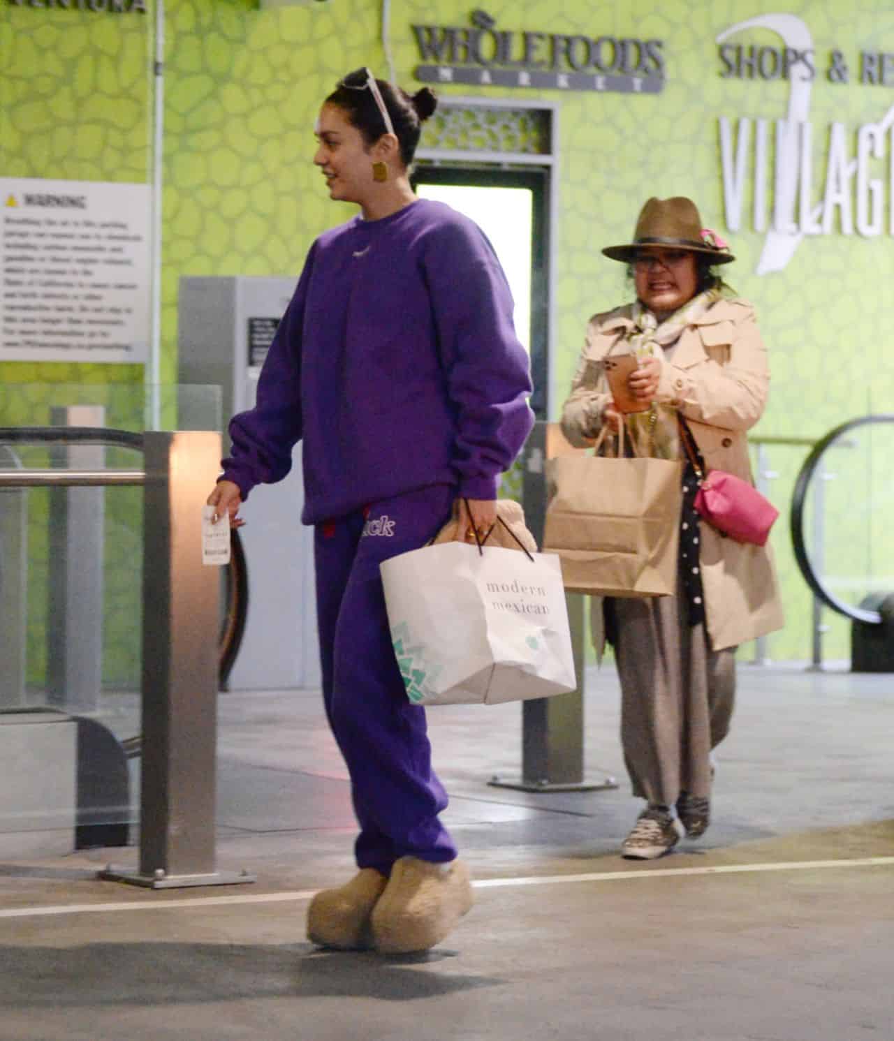 Vanessa Hudgens Rocks the Simon Miller Clogs in All-Purple Outfit with Controversial Socks