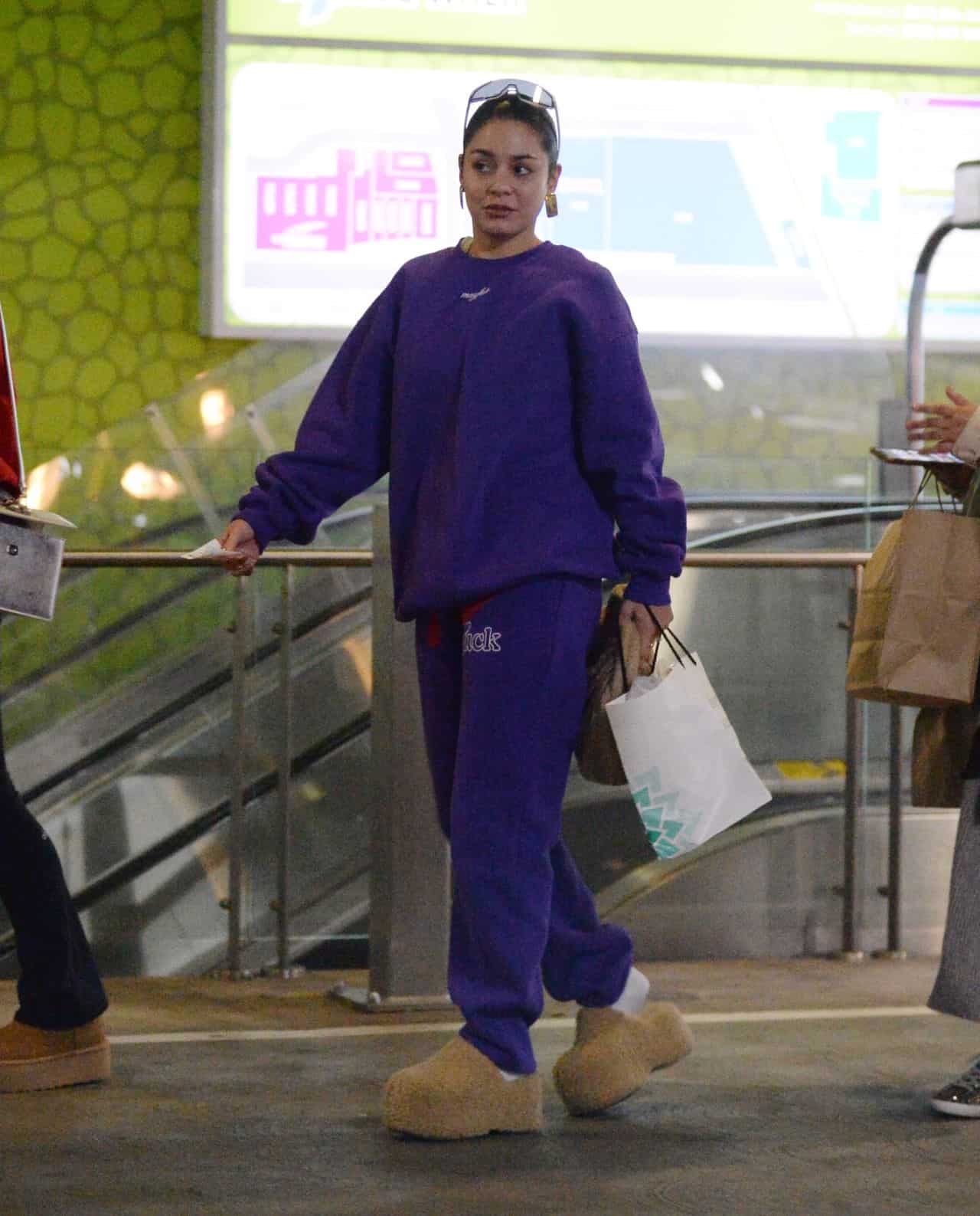 Vanessa Hudgens Rocks the Simon Miller Clogs in All-Purple Outfit with Controversial Socks