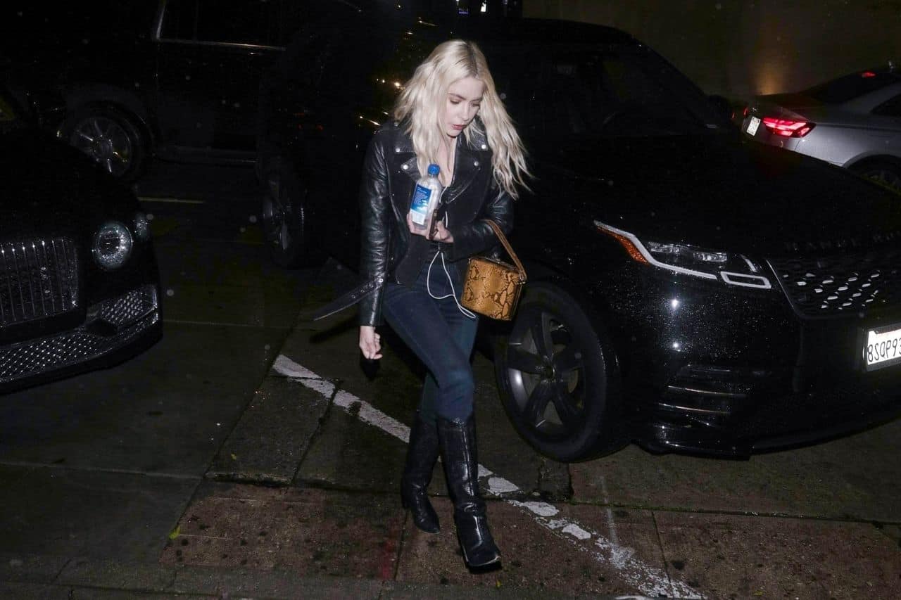 Ashley Benson Stuns in a Motorcycle Jacket and Jeans at Dinner at Craig's