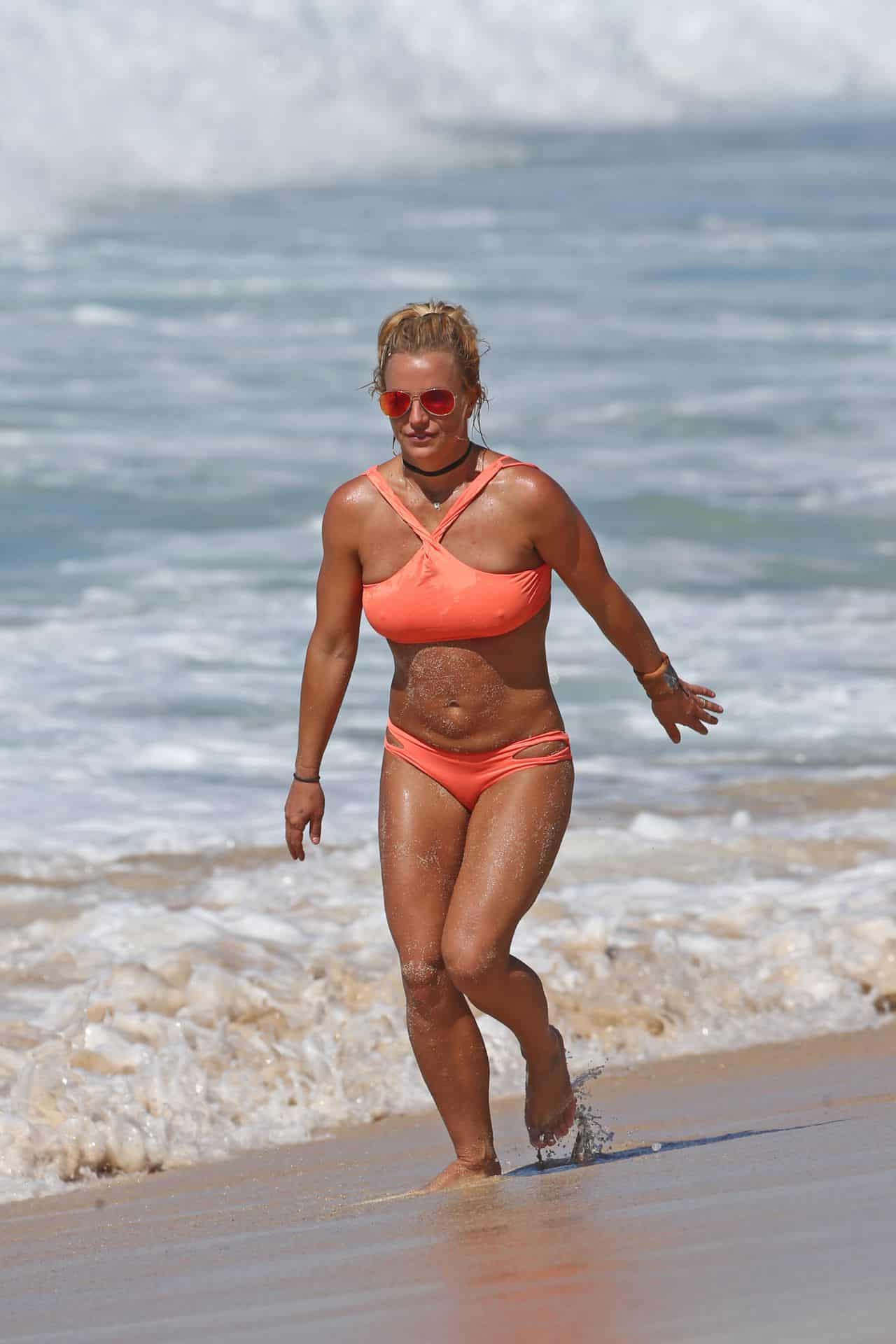 Britney Spears Looks Incredible in a Pastel Orange Bikini in Hawaii