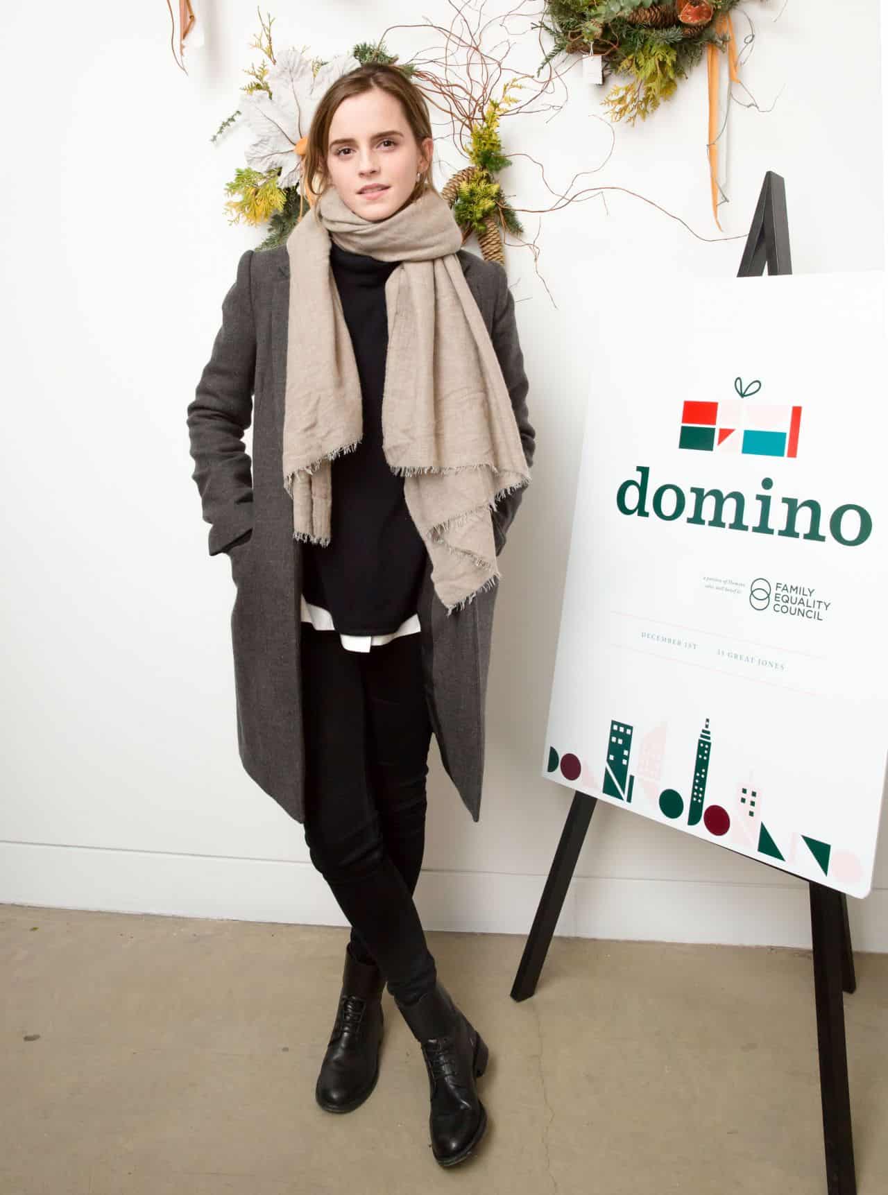 Emma Watson Charms at Domino Magazine’s Holiday Pop-Up Event