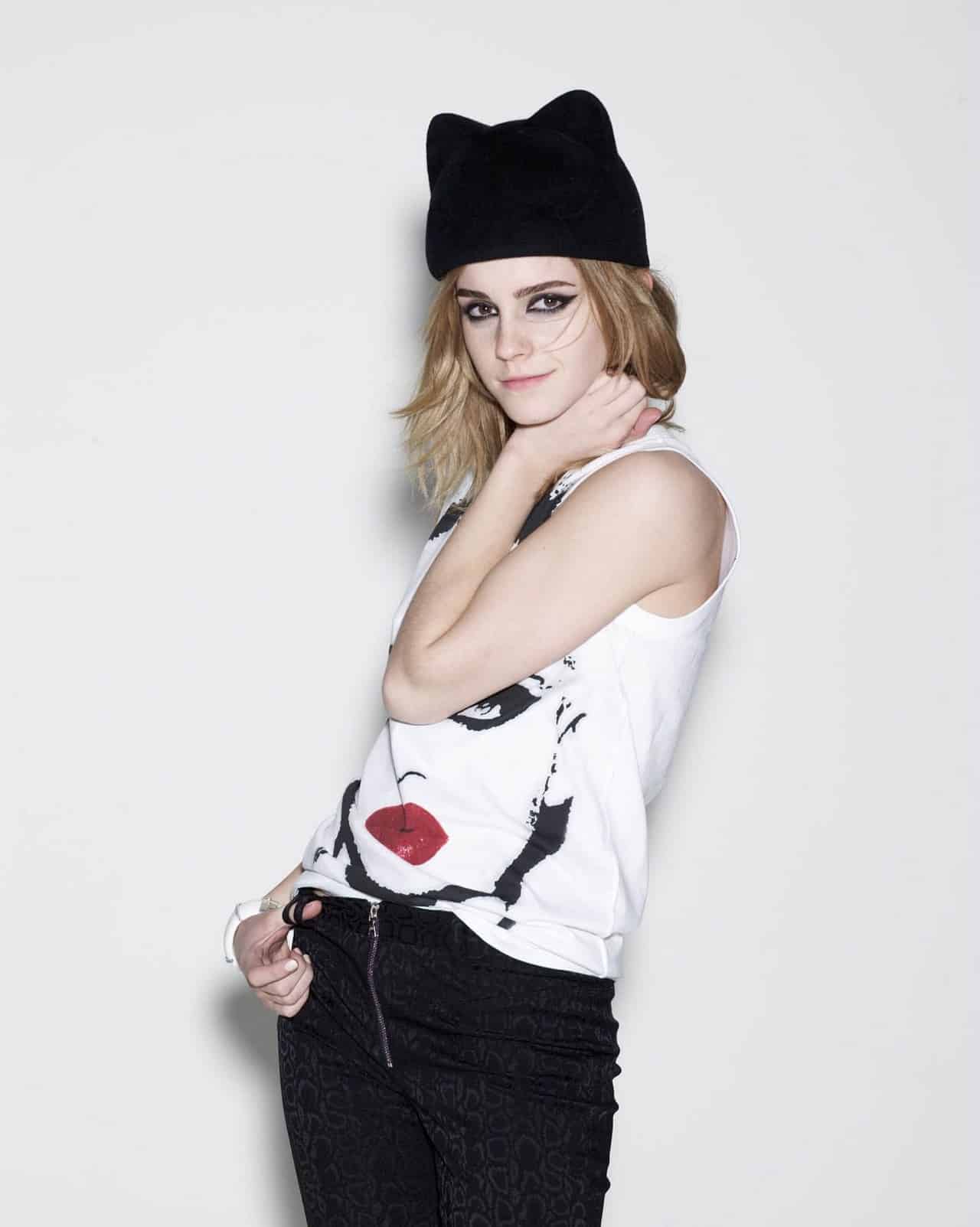 Emma Watson Posing in a Chic Outfit in an ELLE Magazine Photoshoot