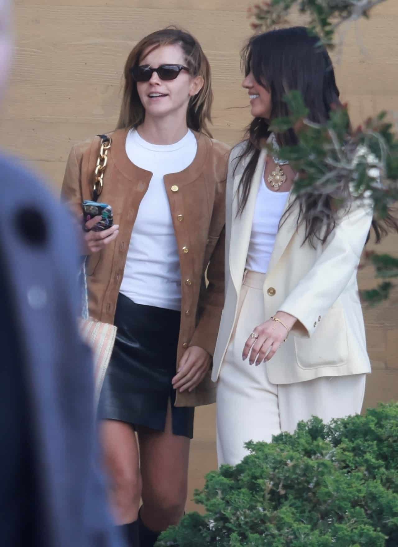 Emma Watson Sizzles in Leather Mini Skirt after Fun Lunch in Malibu