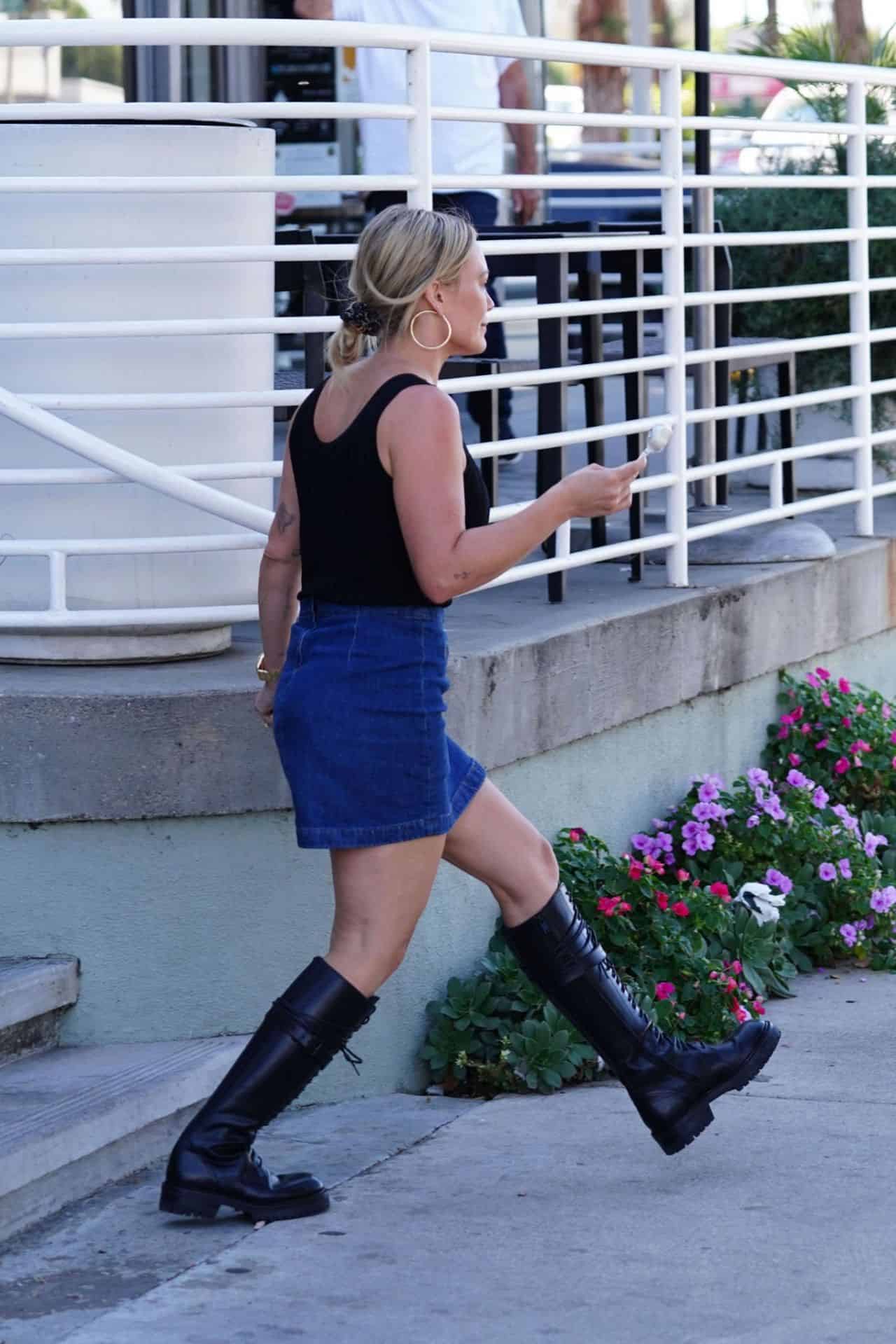 Hilary Duff Nails the Chic Look in a Tank Top and Denim Mini Skirt in LA